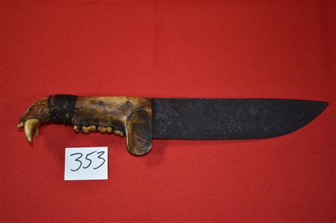 Sold at Auction: Bear Jaw Handle Hand Forged /File Knife