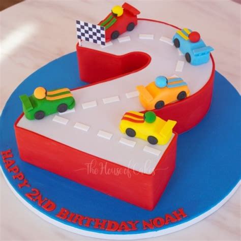 Second birthday cake with cars