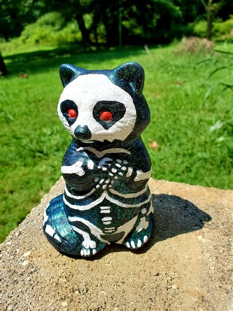 Hand Painted Raccoon Skeleton Figure Halloween Decor | Etsy