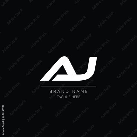 Minimal style white and black color letter AJ initial based logo. Stock ...