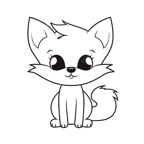 Cartoon Cute Fox Drawing Outline Sketch Vector, Fox Clipart, Cute ...