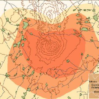 Risk Management Map in the Volcano Popocatépetl Zone | Download ...