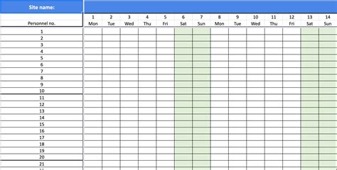 Free Duty Roster Template Excel - FREE PRINTABLE TEMPLATES