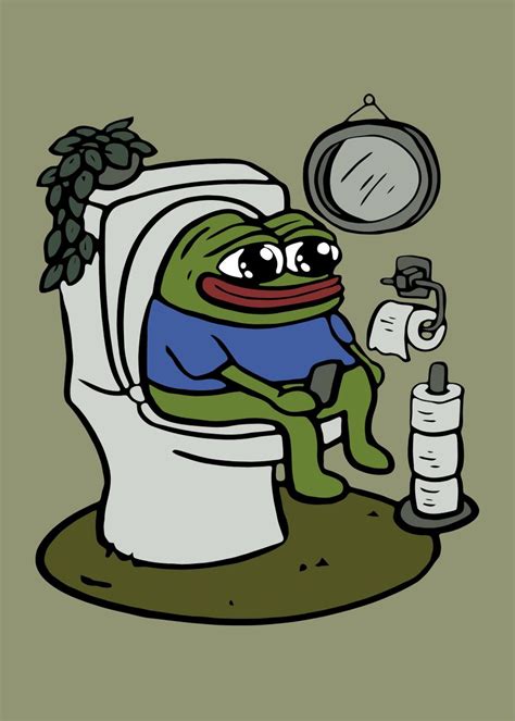 'Pepe the frog in Bathroom' Poster, picture, metal print, paint by ...