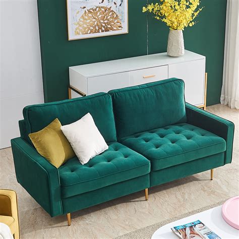 Small Spaces Sofa Bed, Mid Century Modern Velvet Loveseat Sofas ...