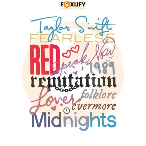 Taylor Swift Albums Taylor Eras Tour SVG Digital Cricut File