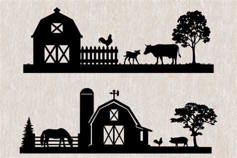 Farm Scene Silhouette