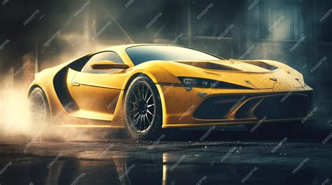 Premium Photo | A super yellow sports car background wallpaper illustration