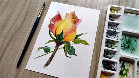 Realistic Rose in Watercolor Painting Tutorial | beginners watercolor ...