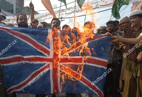 Demonstrators Burn British Flag During Protest Editorial Stock Photo ...