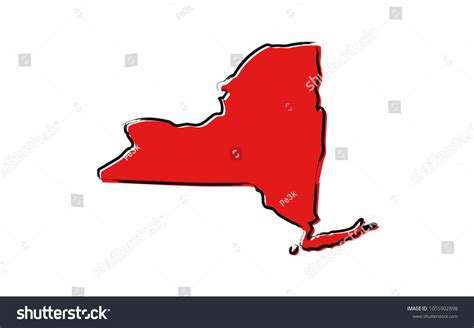 Stylized Red Sketch Map New York Stock Vector (Royalty Free) 1055902898 ...