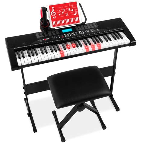 RockJam 61-Key Keyboard Piano Kit With Stand, Bench, Headphones, Note ...