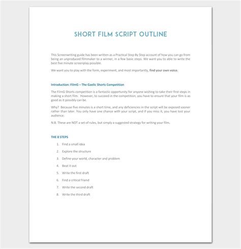 Movie Script Outline Template