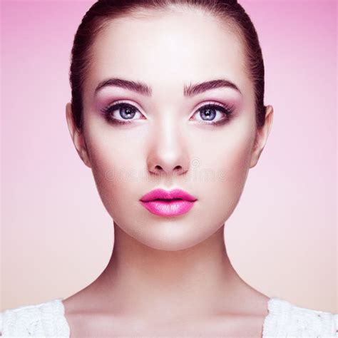 Beautiful Woman Face. Perfect Makeup Stock Image - Image of adult ...