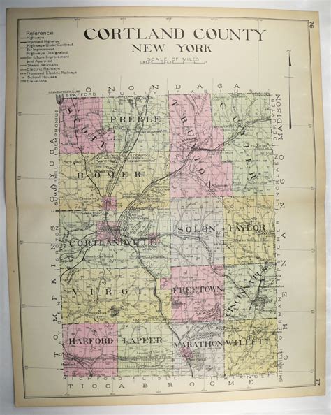 Large Map Cortland County NY Cortland NY Map 1912 New York | Etsy