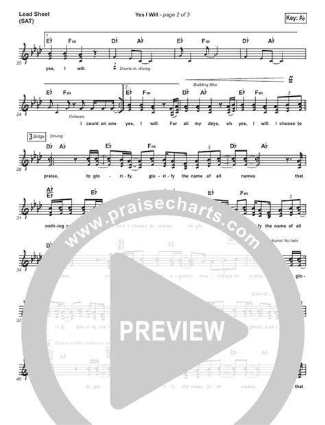 Yes I Will Sheet Music (Vertical Worship) - PraiseCharts