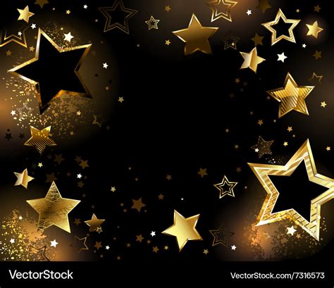 Black background with gold stars Royalty Free Vector Image