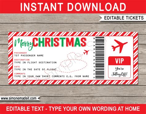 Free Printable Airline Ticket Template For Gift