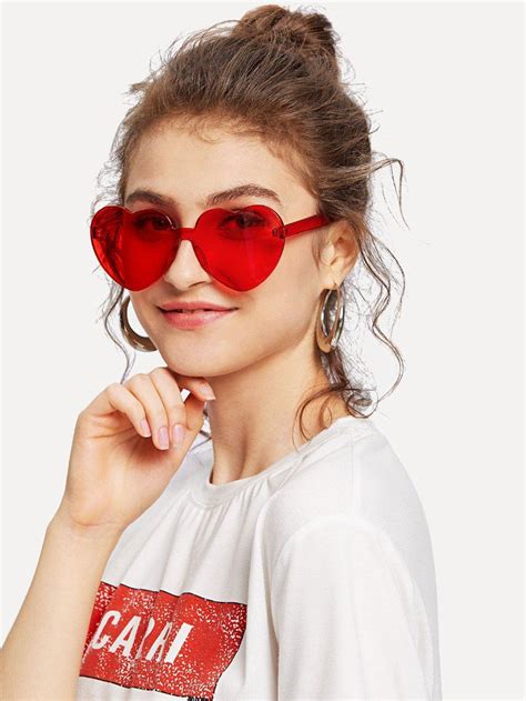 Heart shaped retro color sunglasses | Heart shaped glasses, Heart ...