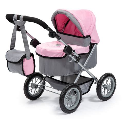 Bayer Trendy Pram Grey with Pink Trim and Butterfly Motif