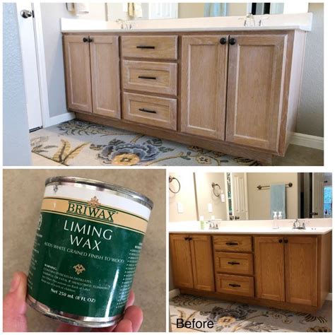 DIY Lime wax on honey oak cabinets #kitchenremodelwithoakcabinets ...