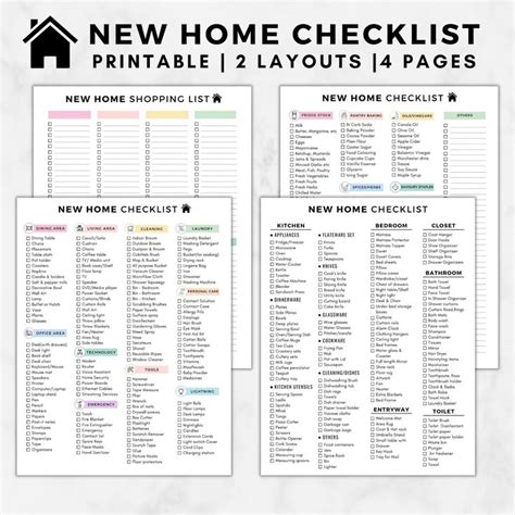 New Home Essentials Checklist, New Home Checklist Printable,first Home ...