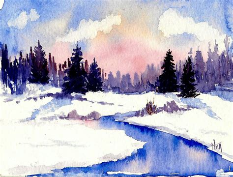 Pin by folie douce on Art Watercolor Landscapes | Winter scene ...