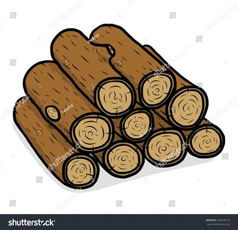 Vektor Stok Stack Nine Wooden Logs Cartoon Vector (Tanpa Royalti ...