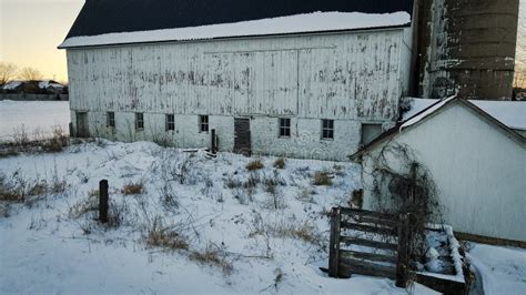 Old Abandoned Barn and Winter Landscape Stock Image - Image of farm ...