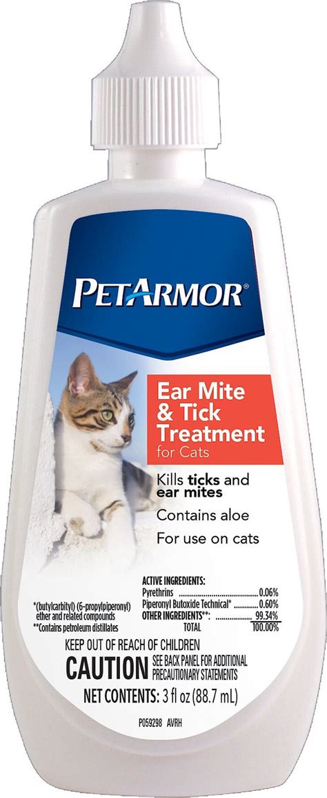 PetArmor Ear Mite & Tick Treatment for Cats, 3-oz bottle - Chewy.com