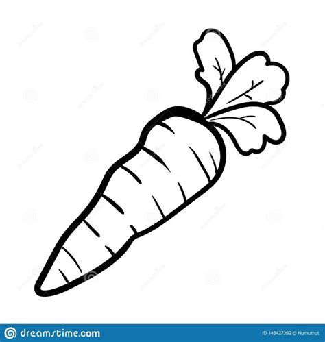 a drawing of a carrot with leaves on it's end, in black and white