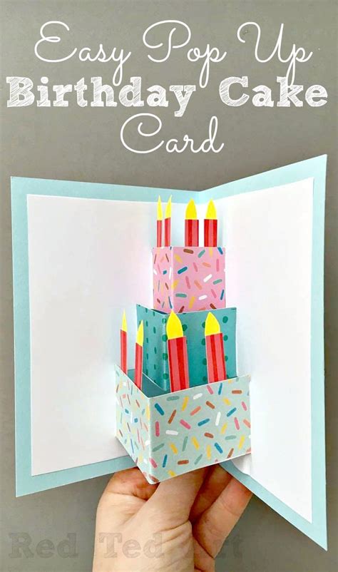 Easy Pop Up Birthday Card DIY - Red Ted Art - Kids Crafts