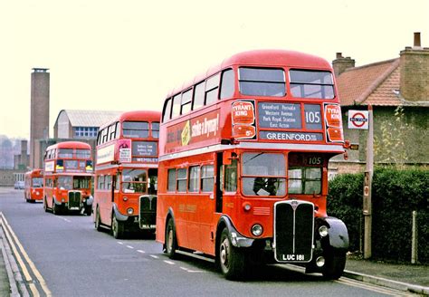 London Transport: A Lineup at Greenford | London bus, London transport ...