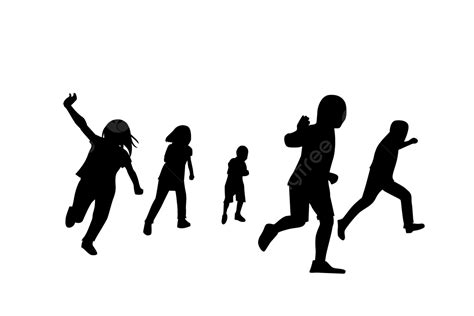 Kids Running Silhouette Vector PNG, Running And Playing Kids Vector ...