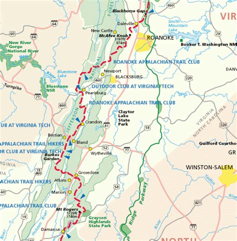 APPALACHIAN TRAIL MAP VIRGINIA - ToursMaps.com