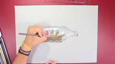 How I draw a boat in a bottle - Time Lapse - YouTube