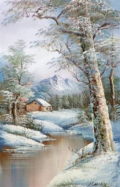 Pin by Rose on art | Winter landscape painting, Landscape oil paintings ...