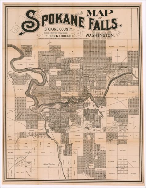 Map Of Spokane Falls. Spokane County, Washington. Compiled & Drawn ...