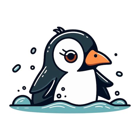 Premium Vector | Cute penguin swimming in the sea cartoon vector ...