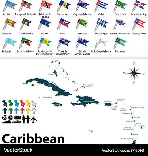 Political Map Of Caribbean Vector Of Political Map Of Caribbean Set ...