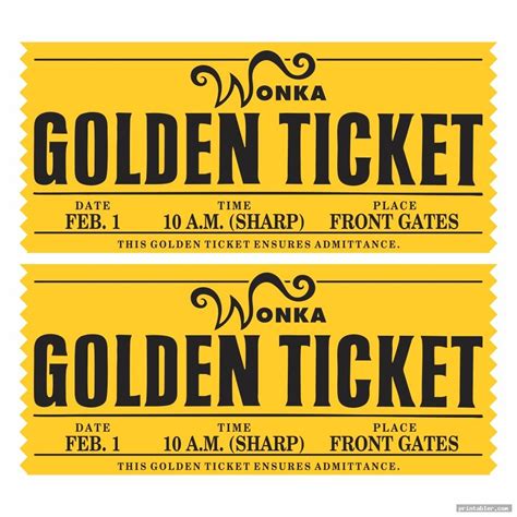 Golden Ticket Printable Free - Free Printable