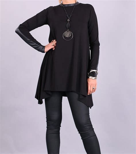 Leather Details Tunic,women Tunic,tunic, Black Tunic, Extravagant Top ...