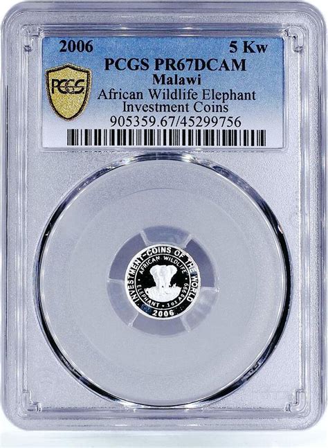 Malawi 5 kwacha Investment Coins African Elephant PR67 PCGS silver coin ...