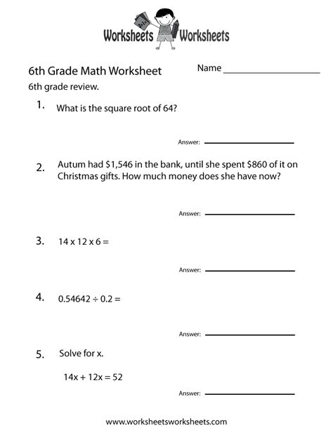 Printable Math Puzzles For 6Th Grade | Printable Crossword Puzzles