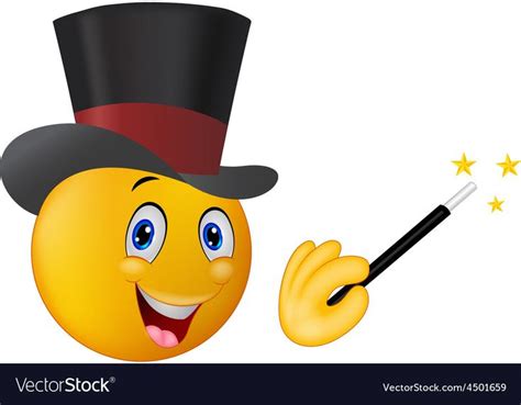 vector illustration of magician in top hat with magic wand showing ...