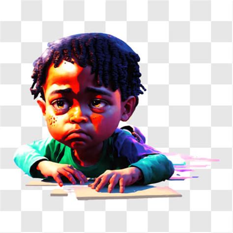 Download Sad Boy with Red Heart Painted on Cheek PNG Online - Creative ...