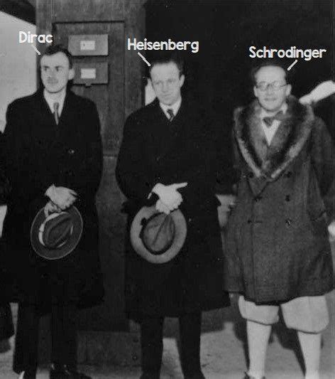 Dirac, Heisenberg and Schrodinger at the Nobel prize award ceremony ...