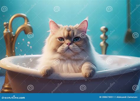 Beautiful Breed Cat in Luxury Bath. Grooming Concept Stock Image ...