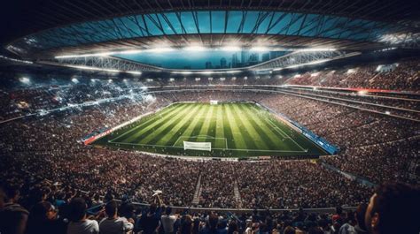 Premium AI Image | Football or soccer stadium with fans in the stands