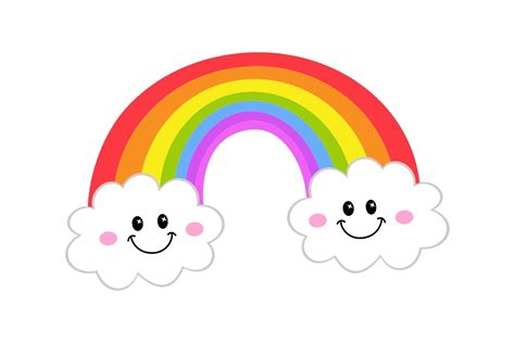 Rainbow with Happy Cute Clouds SVG Graphic by artgraph · Creative Fabrica